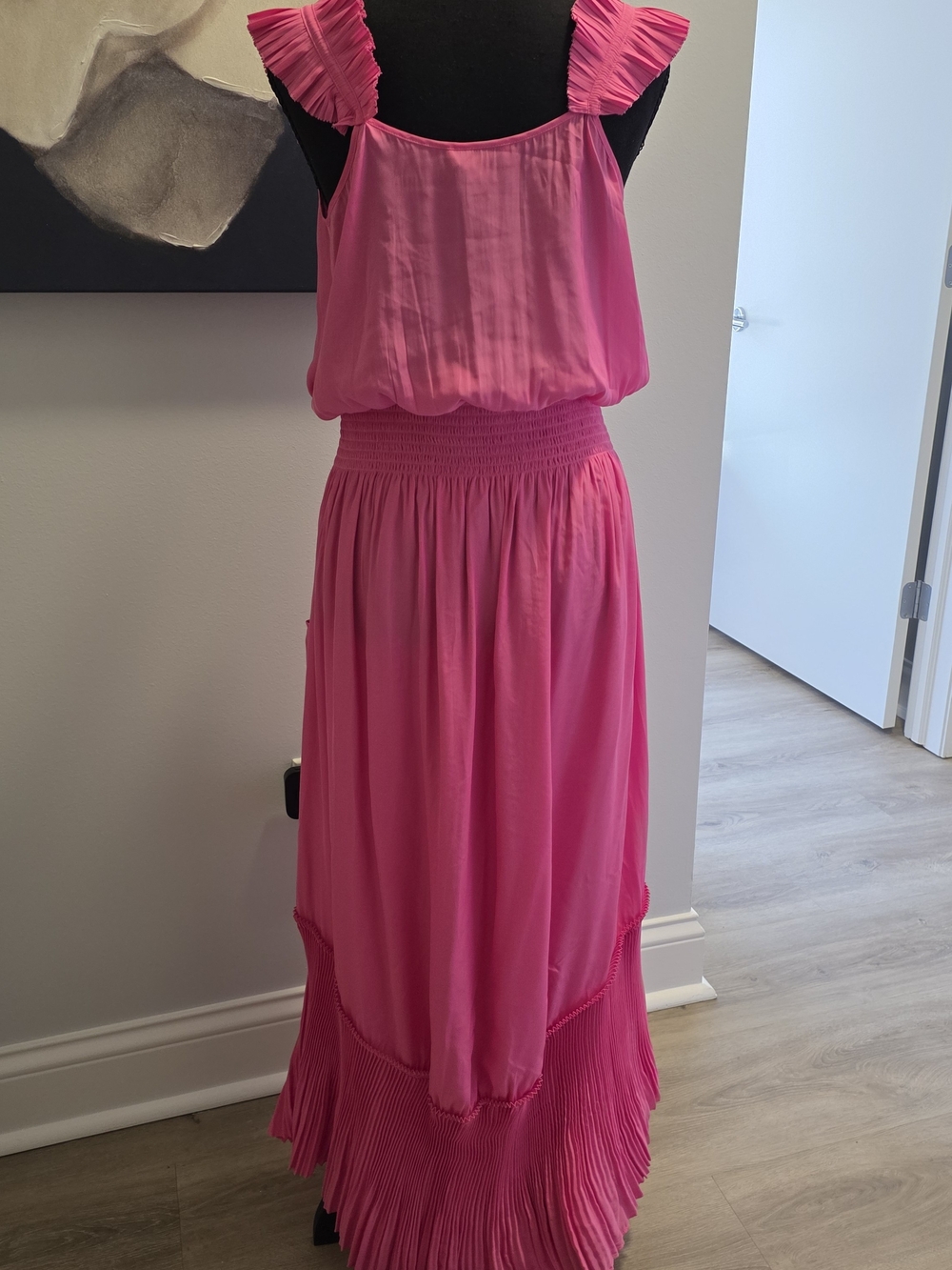 Ramy Brook Hot Pink Maxi Dress with Pleated Hem